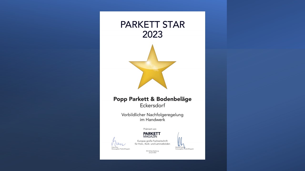 Parkett Star 2023 Popp Parkett + Bodenbeläge